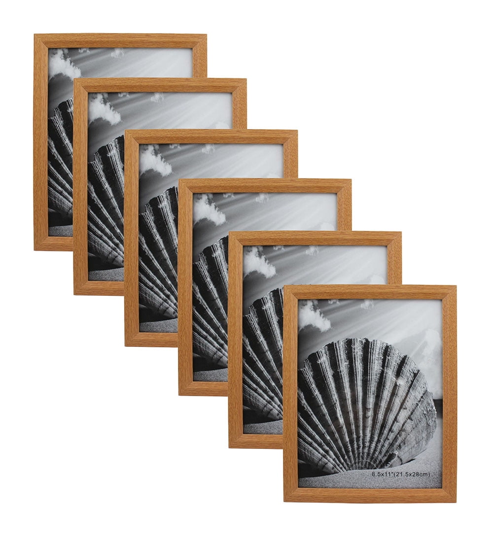 Document Picture Frame MDF Wood 8.5 X 11 Light Brown With Glass Panel Stand Vertical Or