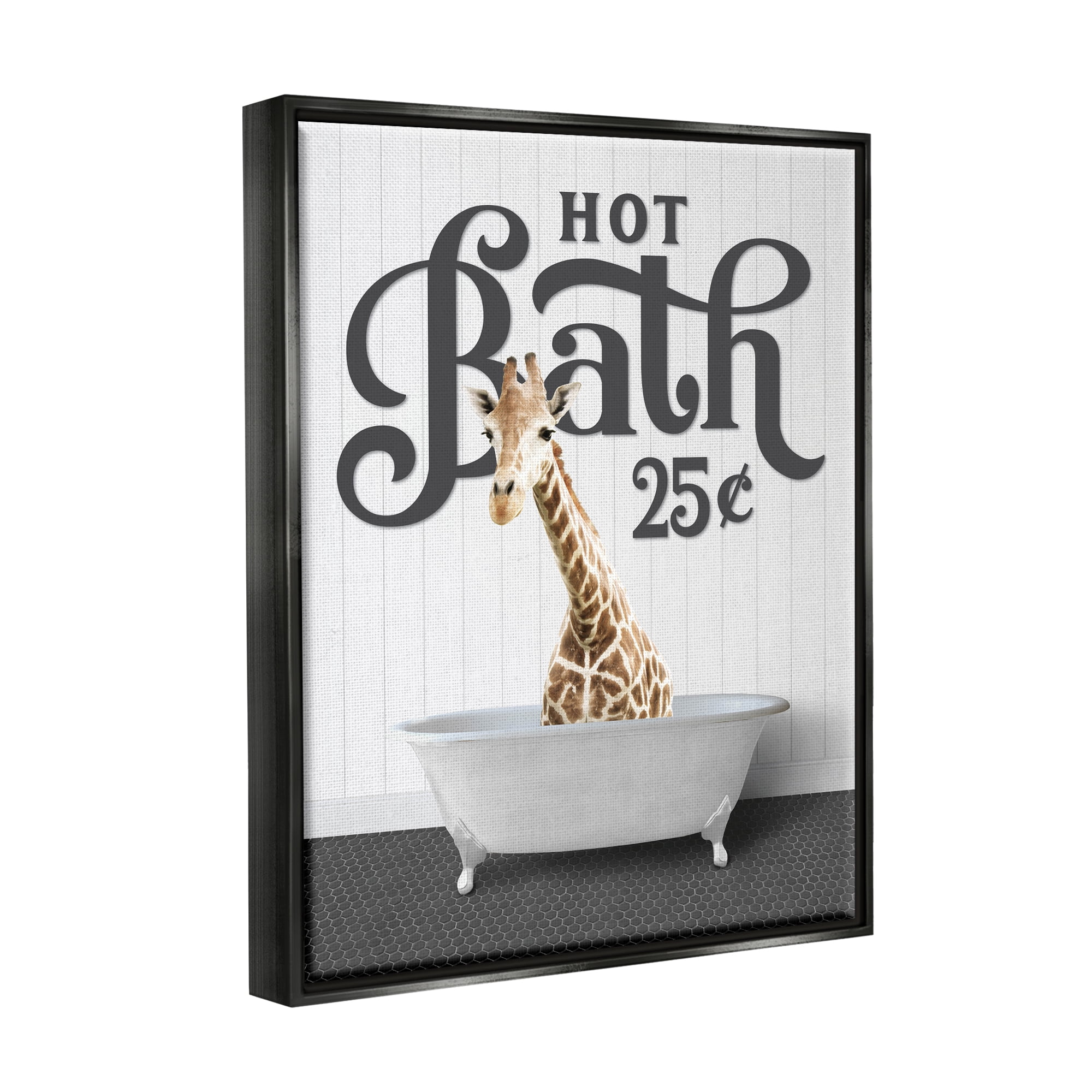 Stupell Industries Vintage Hot Bath Animal Animals & Insects Painting Black Floater Framed Art Print Wall Art, 17 x 21