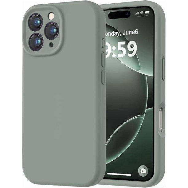 Funda de Silicona Premium, Forro de Microfibra Suave, para iPhone 16 Pro de 6.3 Pulgadas, Verde calke