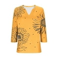 thumbnail image 6 of T-Shirts for Women 3/4 Sleeve V-Neck Floral Printed Casual Dressy Tunic Tops Laides T-Shirts, 6 of 6