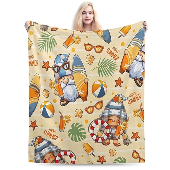 Cute Gnome Shell Surfboard Throw Blanket for Couch 50x40
