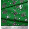 thumbnail image 2 of Soimoi Green Rayon Fabric Floral & American Robin Bird Decor Fabric Printed BTY 56 Inch Wide, 2 of 3