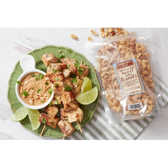 Pack of 3 - TJs 50% Less Salt Roasted & Salted Peanuts 1 Lb