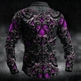 thumbnail image 6 of Sorvello Men's Gothic Print Long Sleeve Button Down Shirt Halloween Vampire Costume Casual Party Full Open Top for Men Purple L, 6 of 7