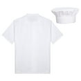 thumbnail image 3 of MSemis Men's Short Sleeve Button Chef Coat Jacket Kitchen Cook Shirt Uniforms for Food Service White+Hat M, 3 of 5