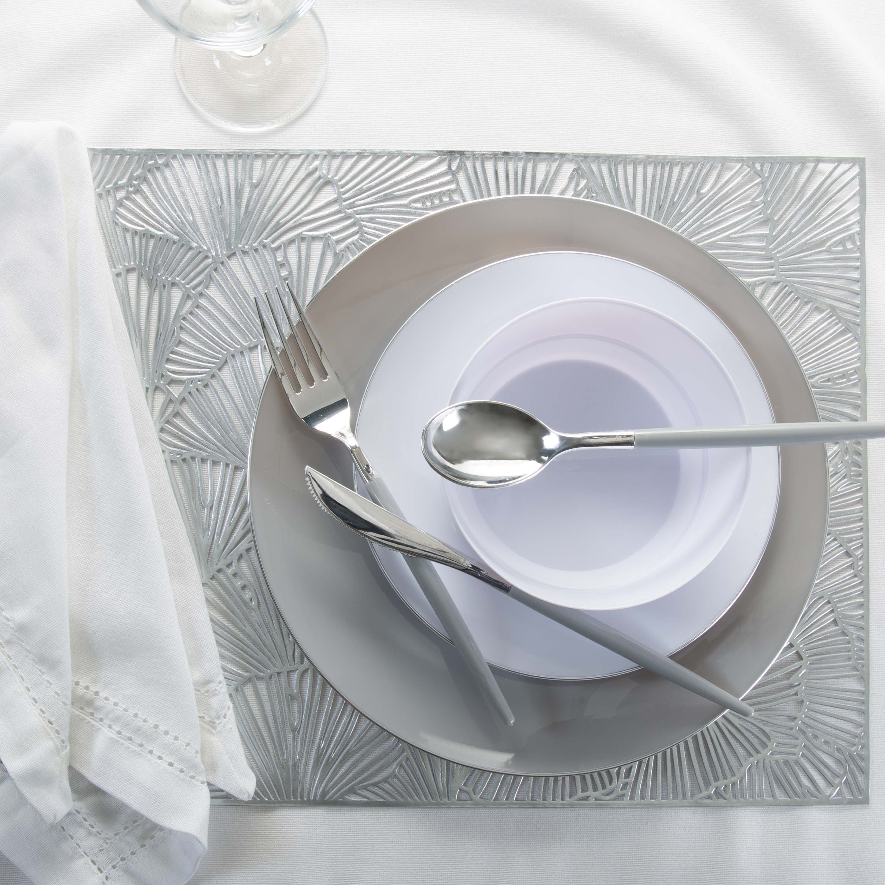 Home Details Set of Four Shell Laser Cut Table Place Mat, Silver