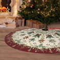 thumbnail image 6 of Christmas 48 Inch Christmas Tree Skirt Xmas Holly Leaves Wreath Flowers Berries Carpet Mat Funny Party Decor Supplies for Xmas Halloween Decorations Occasion Ornament, 6 of 6