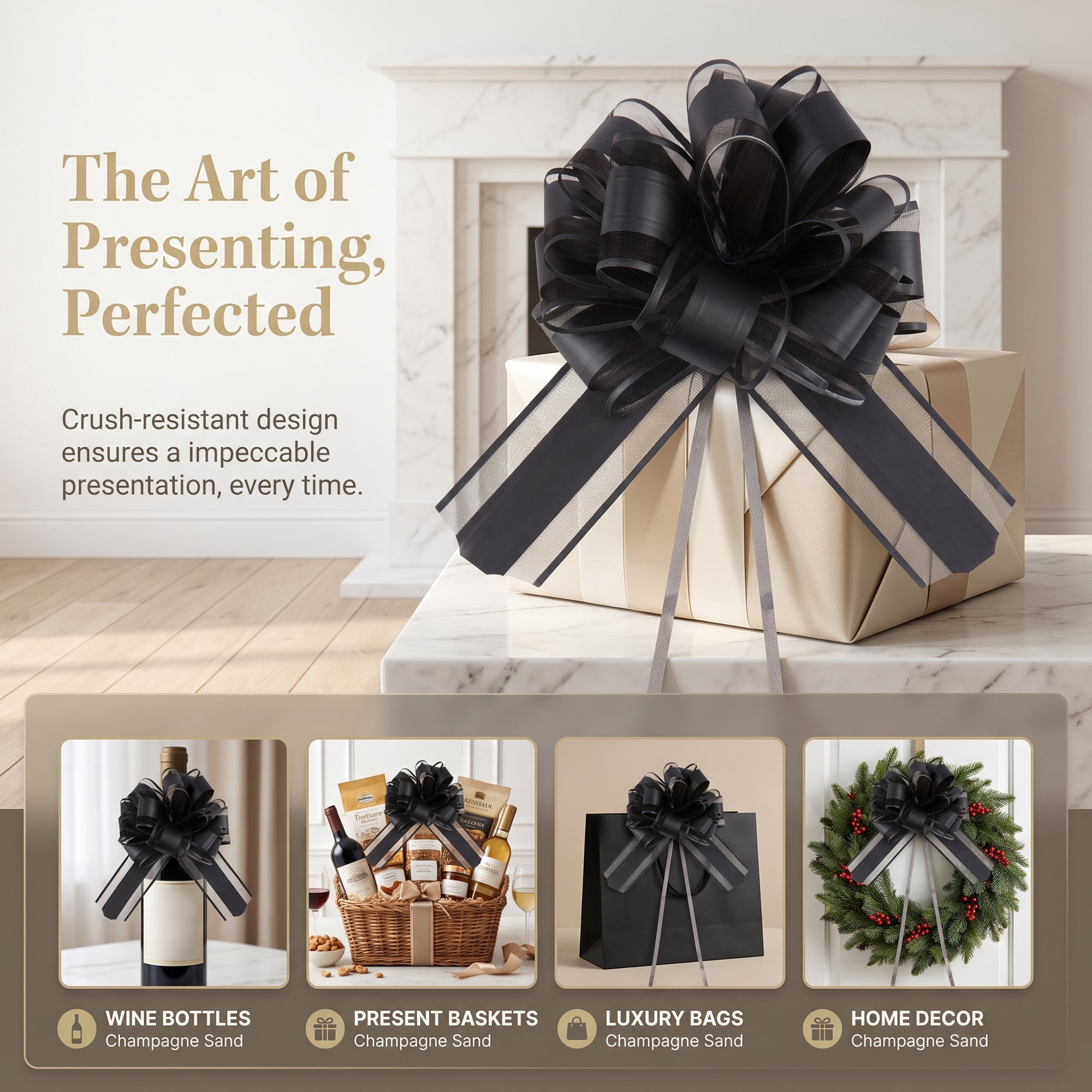 Unique Bargains Elegant Multi-Layered Star Bows for Gift Wrapping and Decoration Black