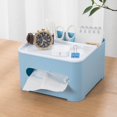 thumbnail image 1 of Side Dispensing Outlet Tissue Box Multifunction Remote Control Holder for Office Restaurant Dorms, 1 of 2