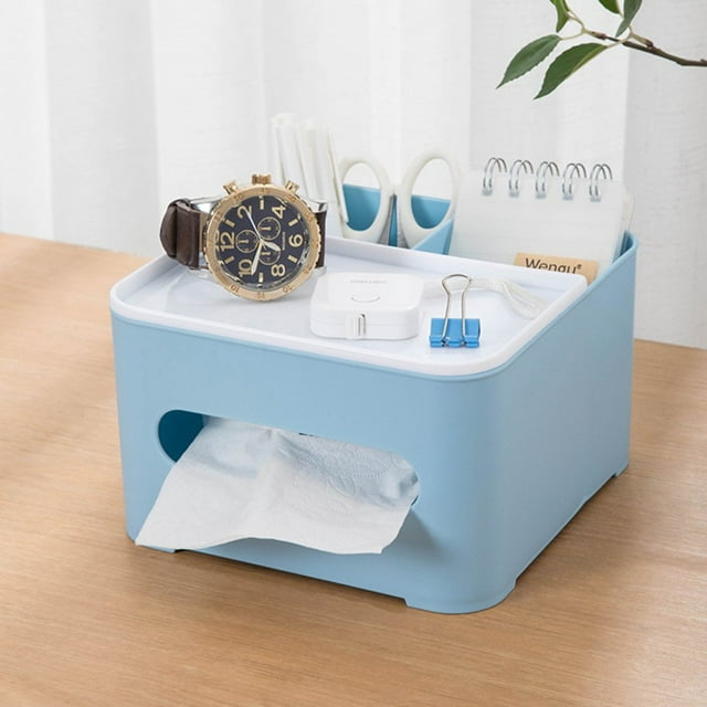 Side Dispensing Outlet Tissue Box Multifunction Remote Control Holder for Office Restaurant Dorms