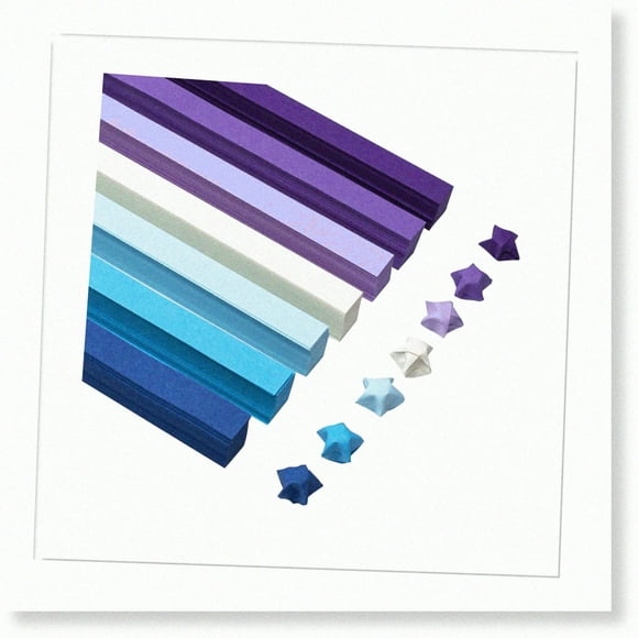 LuckyStarz: 540 Sheets Origami Paper Strips - Double Sided, Gradient Blue Purple - Colorful Folding Paper for Arts, Crafts, and Gift Decorations