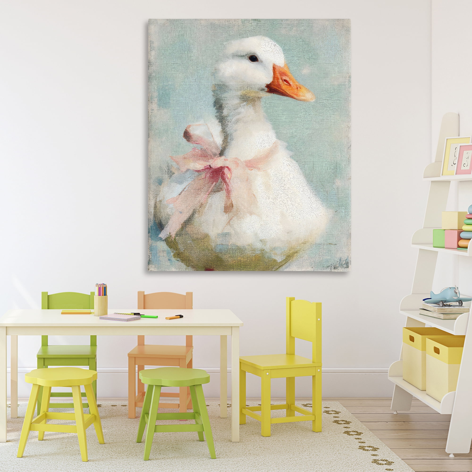 Stupell Industries Soft Pink Bow Goose Canvas Wall Art, design by LSR Design Studio