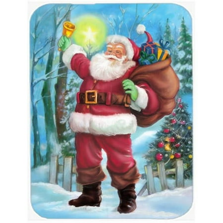 

Christmas Santa Rining the Bell Glass Large Cutting Board