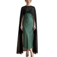 thumbnail image 2 of Helii Women Chiffon Cape Mesh Poncho – Boat Neck Sheer Bolero for Evening Dress, Lightweight Batwing Sleeve Shrug for Wedding Party Beach, Polyester Cover Up Black,One Size, 2 of 6