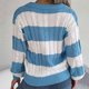 thumbnail image 5 of Suéter de cuello en V para mujer, suéteres de cuello alto, colores contrastantes, suéteres de punto holgados y cómodos de manga larga para mujer, suéter para mujer, 5 of 7
