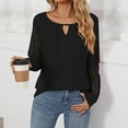 thumbnail image 6 of ATOYSOY Casual Elegant Cotton Linen Loose Lace Shirts for Women Long Sleeve Business Tees Keyhole Neck Pullovers Trendy Outwear Fall Patchwork Raglan Tops Black XL, 6 of 6