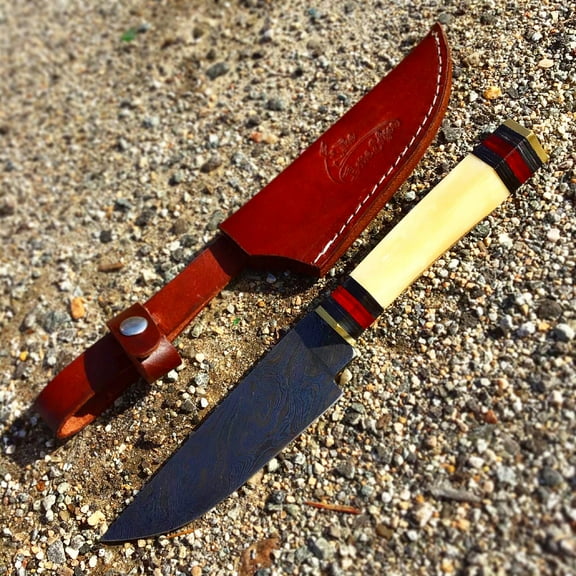 TheBoneEdge 10' Kitchen Chef Knife Full Tang Damascus Steel Hand Made With Sheath