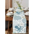 thumbnail image 4 of Ldtrchee Teal Blue Octopus Coastal Table Runner 70 Inches, Nautical Coral Starfish Bed Runner Dresser Scarves Tabletop for Indoor Outdoor Parties/Ceremony/Banquet, 13" x 70", 4 of 8