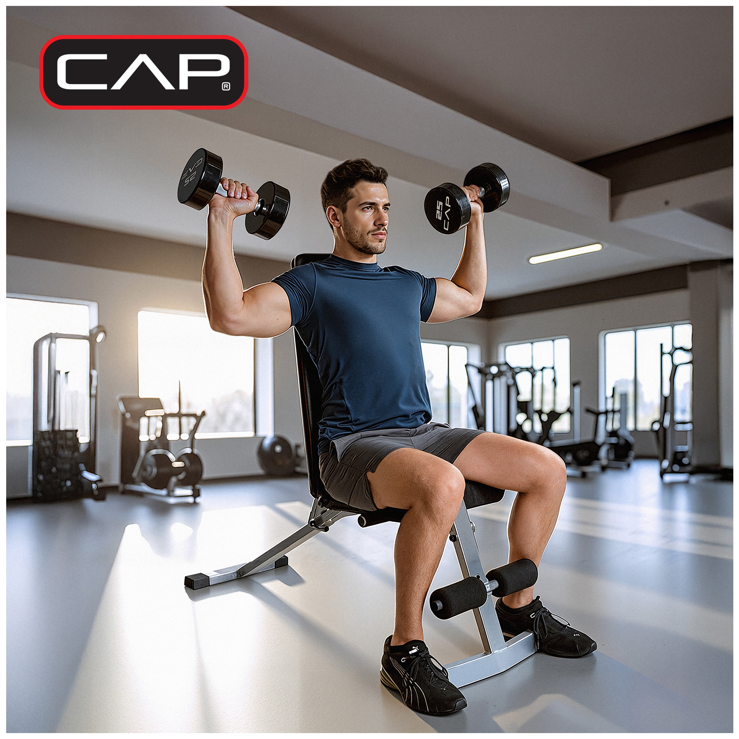 CAP Strength Adjustable FID Weight Bench (600 lb Weight Capacity), Green