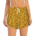 thumbnail image 2 of Rateoe Gold Glitter Printed 2 in 1 Women's Workout Shorts for Athletic Gym Running Shorts with Phone Pockets-Small, 2 of 7