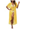 thumbnail image 2 of Xysaqa Women Bathing Suit Cover Ups Long Kimono Cardigan Open Front Mesh Beach Bikini Coverup Swimwear Swimsuit See-Through, 2 of 4