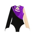 thumbnail image 6 of iiniim Womens Shiny Gymnastics Leotard Metallic Contrast Color Long Sleeve Bodysuit Performance Purple XXL, 6 of 7