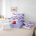 thumbnail image 5 of Homewish Cartoon Cherry Print Bedding Comforter Set 7pcs, Princess Ribbon Bowknot Queen Bedding Sets, Purple Patchwork Plaid Reversible Queen Sheet Sets, Lightweight Room Decor, 5 of 7