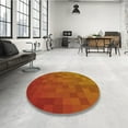 thumbnail image 4 of Ahgly Company Machine Washable Indoor Round Transitional Neon Orange Area Rugs, 3' Round, 4 of 7