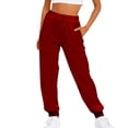 thumbnail image 1 of Tittly Pantalons Amples pour Femmes Pantalons de Survêtement Tendance pour Femmes avec Poches, Joggeurs pour Femmes Ou Pantalons de Survêtement à Jambes Larges pour Femmes Pantalons Confortables Pantalons Fluides Rouges TG, 1 of 3