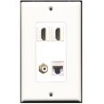 thumbnail image 1 of Ultra Spec Cables 2 Port HDMI 1 Port RCA Yellow 1 Port Cat5e Ethernet Wall Plate DecorZ, 1 of 1