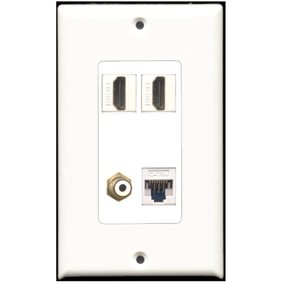Ultra Spec Cables 2 Port HDMI 1 Port RCA Yellow 1 Port Cat5e Ethernet Wall Plate DecorZ