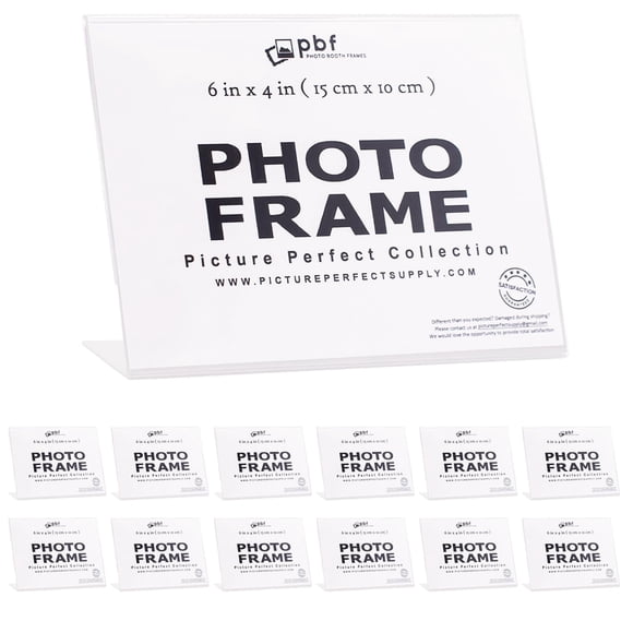 Soporte acrílico para letreros PBF, 6 x 4 pulgadas, horizontal, de pie, paquete de 12 pbf PHOTO BOOTH FRAMES Ver descripción
