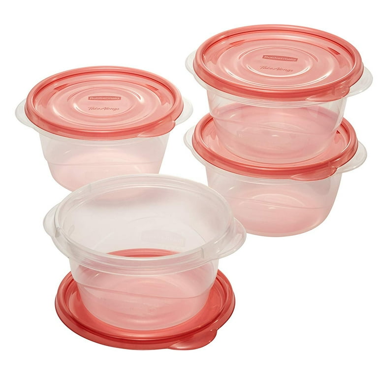 Rubbermaid TakeAlongs Small Bowl Food Storage Containers, 3.2 Cup, Tint  Chili, 2 Count