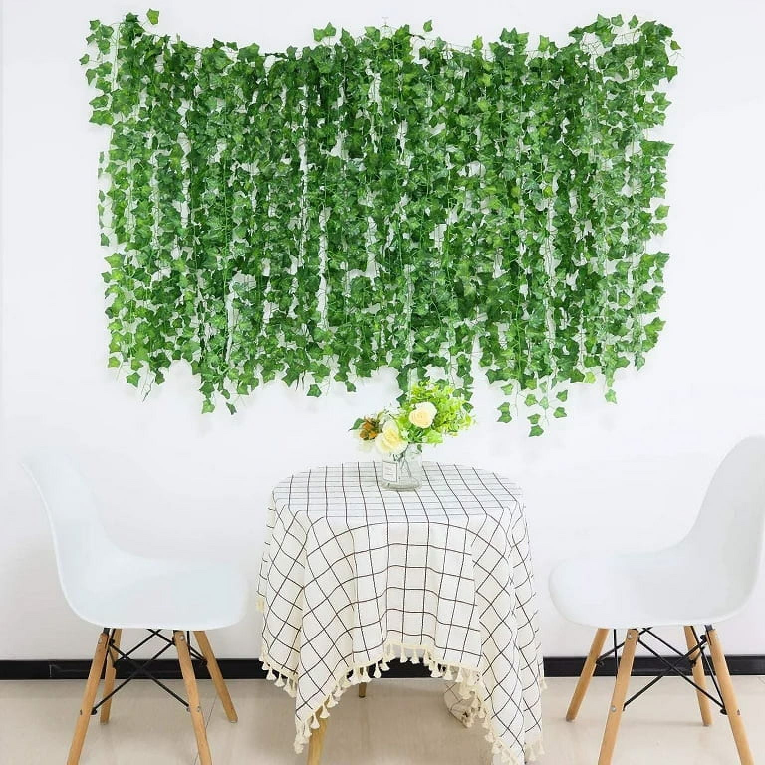 YOLETO 48 Pack Artificial Ivy Garland - 331Ft Fake Ivy Vines  UV Resistant Faux Hanging Plants for Indoor Outdoor Home Decor, Wall Wedding Garden Greenery