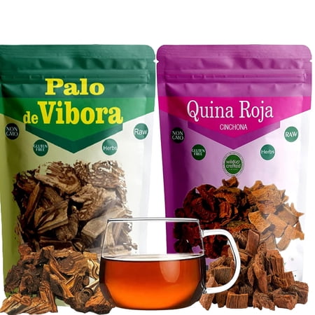 De Víbora y Quina Roja (2 Bag 8oz Each) | Árbol De la Víbora Red Cinchona | De Víbora Raiz Quina Roja Tea, Gluten-Free, Non-GMO, Natural Herb by Green, Resealable Bag(2 Pack) (2 Bag 8oz Each)