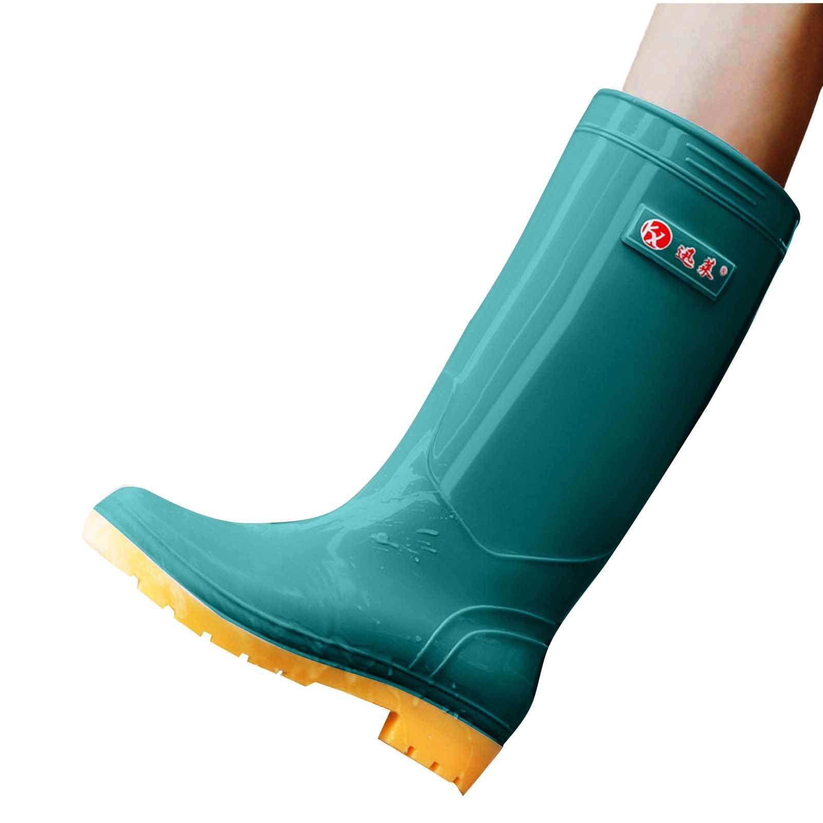 ATENAR Rain Boots for Women Waterproof,Womens Rain Boots,Stability,Slip-Resistant,Solided,PVC,Green,37 (US：6.5)