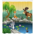 thumbnail image 3 of Ambesonne Cartoon Shower Curtain, Colorful Scene of Animals, 69"Wx70"L, Lime Green and Multicolor, 3 of 3