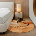 thumbnail image 3 of Marble Burnt Orange Round Area Rug 3 FT, Small Kitchen Bathroom Mat, Modern Abstract Ink Painting Luxury Washable Indoor Outdoor Throw Runner Carpet Doormat for Table Shower Sofa Entryway, 3 of 9