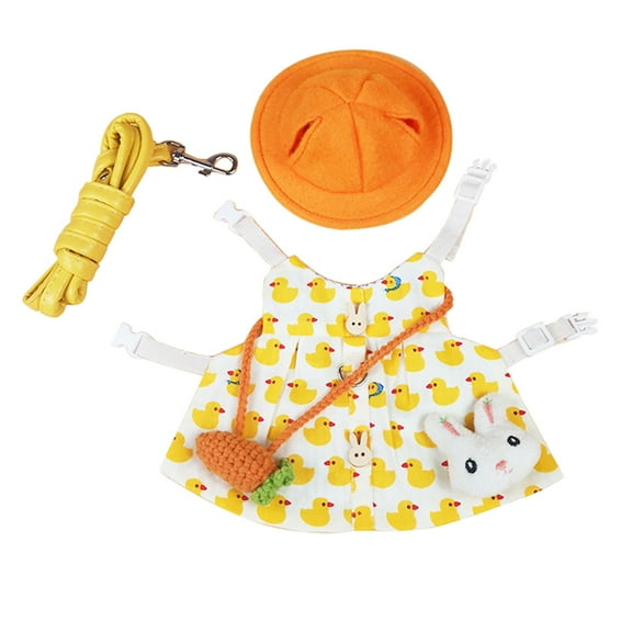 Tmboryuu Bunny Dress Rabbit Holiday Costume Cute Harness Leash Set with Hat Small Animals Accessory for Piggies Hedgehog S/for M/