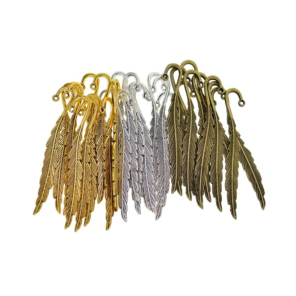 GUOOL 48Pcs Assorted Metal Bookmarks Label Stationery Beading Hook Feather Book Marker