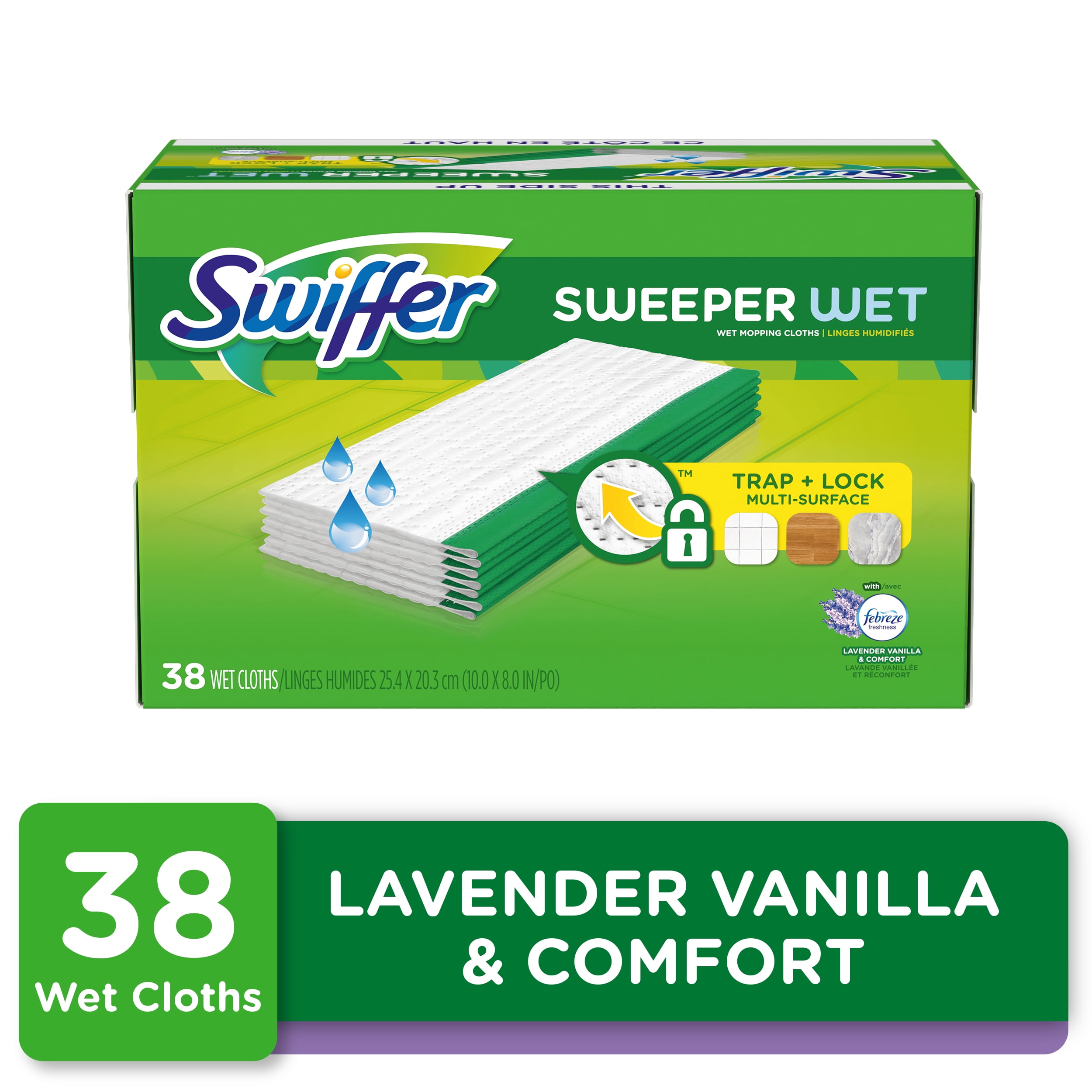 Swiffer Sweeper Wet Pad Refills, Lavender Vanilla & Comfort, 38 Ct
