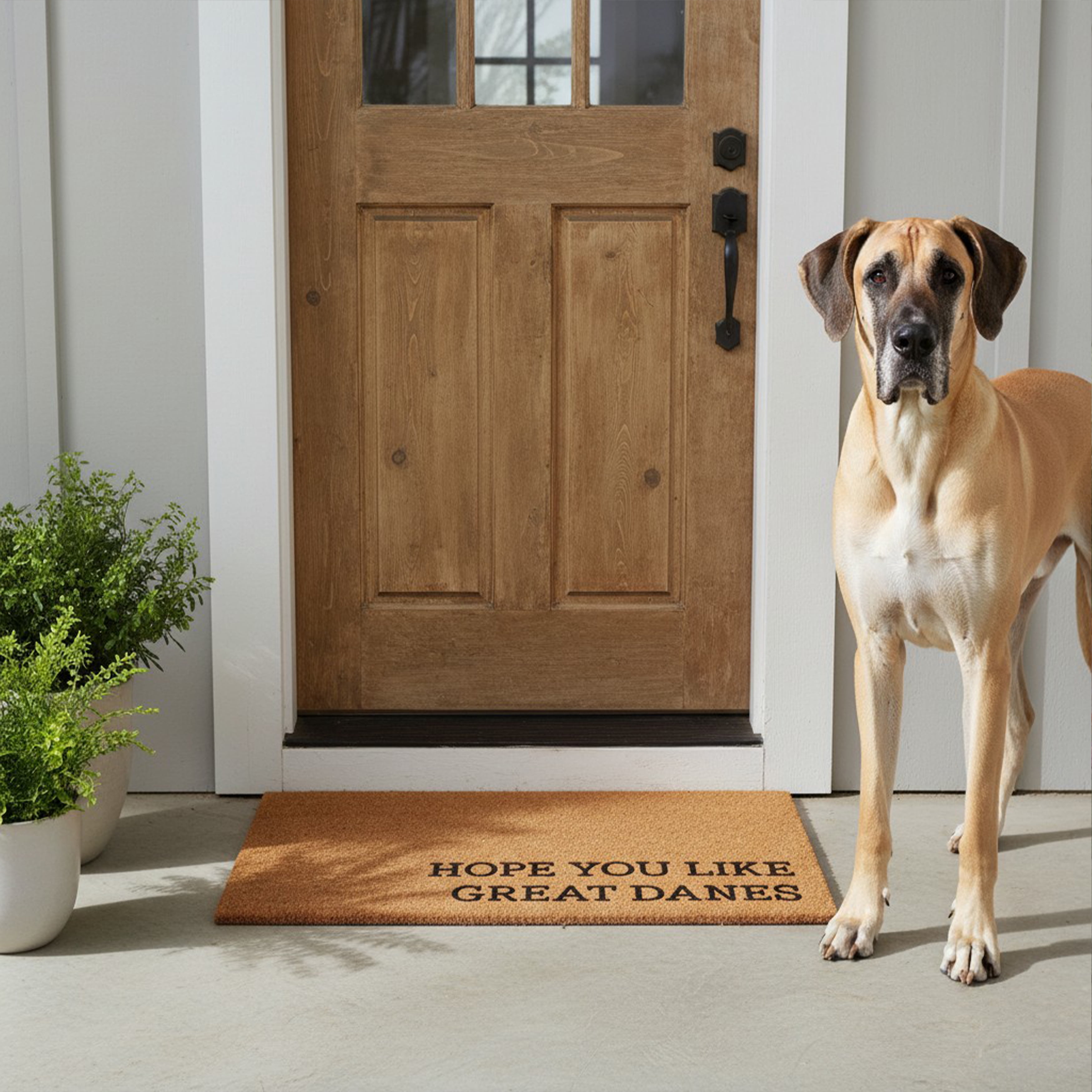 Hope You Like Great Danes Non Slip Vinyl Backing, Front Doormat, Entryway Doormat, 17"x29"