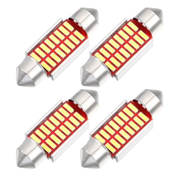 Festón de luz LED Blanco Brillante Festón de LED 36 mm 6411 C5W LED Sin errores Canbus 16SMD 4014 Chipsets Metal Tono plateado Amarillo (juego de 4)