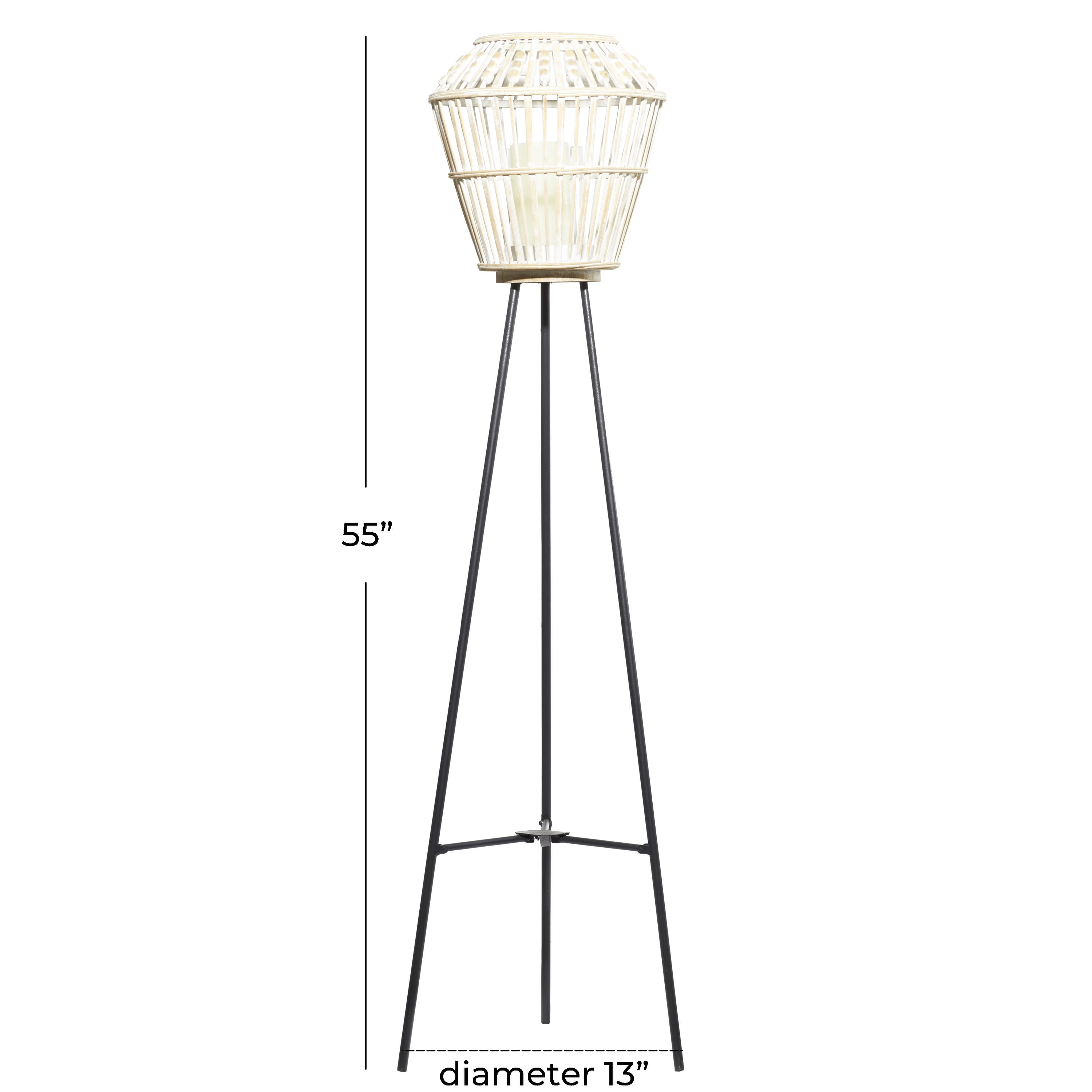 DecMode 13"W, 55"H Metal Natural Candle Lantern, White, 1 - Piece