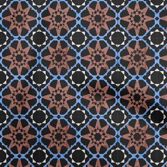 oneOone Cotton Poplin Brown Fabric Asian Tile Star Fabric For Sewing Printed Craft Fabric By The Yard 42 Inch Wide