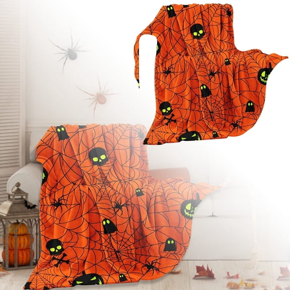 Halloween Blanket Soft Flannel Throw Blanket for Party Sofa Bed Living Room - One Size