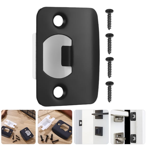 TABLZONE 2-Pack Black Stainless Steel Door Lock Plates for Residential Doors, Metal Security Hardware