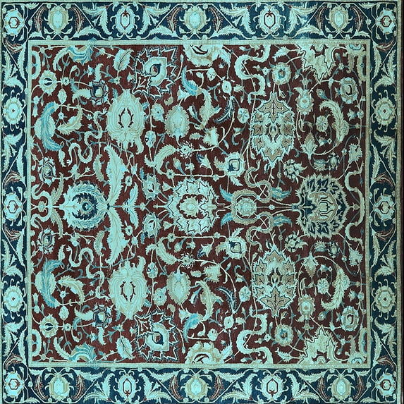 Ahgly Company Indoor Square Oriental Light Blue Industrial Area Rugs, 5' Square