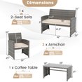 thumbnail image 3 of Gymax 4PCS Patio Outdoor Conversation Set w/Seat Cushions & Tempered Glass Tabletop Off White, 3 of 9