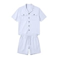 thumbnail image 6 of Mrmaere Men's Collared Button Down Shirt and Shorts Set Short Sleeve 2 Piece Open Front for Beach Travel White XL, 6 of 9